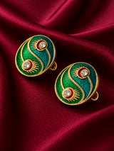 Mor Pankh Peacock Feather Enamel Buttons (Set of 13) | Dual-Tone Green & Teal Metal Buttons for Sherwani