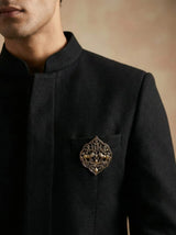 Royal Twin Lions Jharokha Brooch | Antique Gold Heritage Floral Lapel Pin for Sherwani & Bandhgala