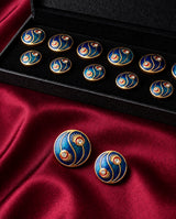 Mor Pankh Peacock Feather Cobalt Blue Buttons (Set of 13) | Gold Metal Sherwani & Blazer Buttons