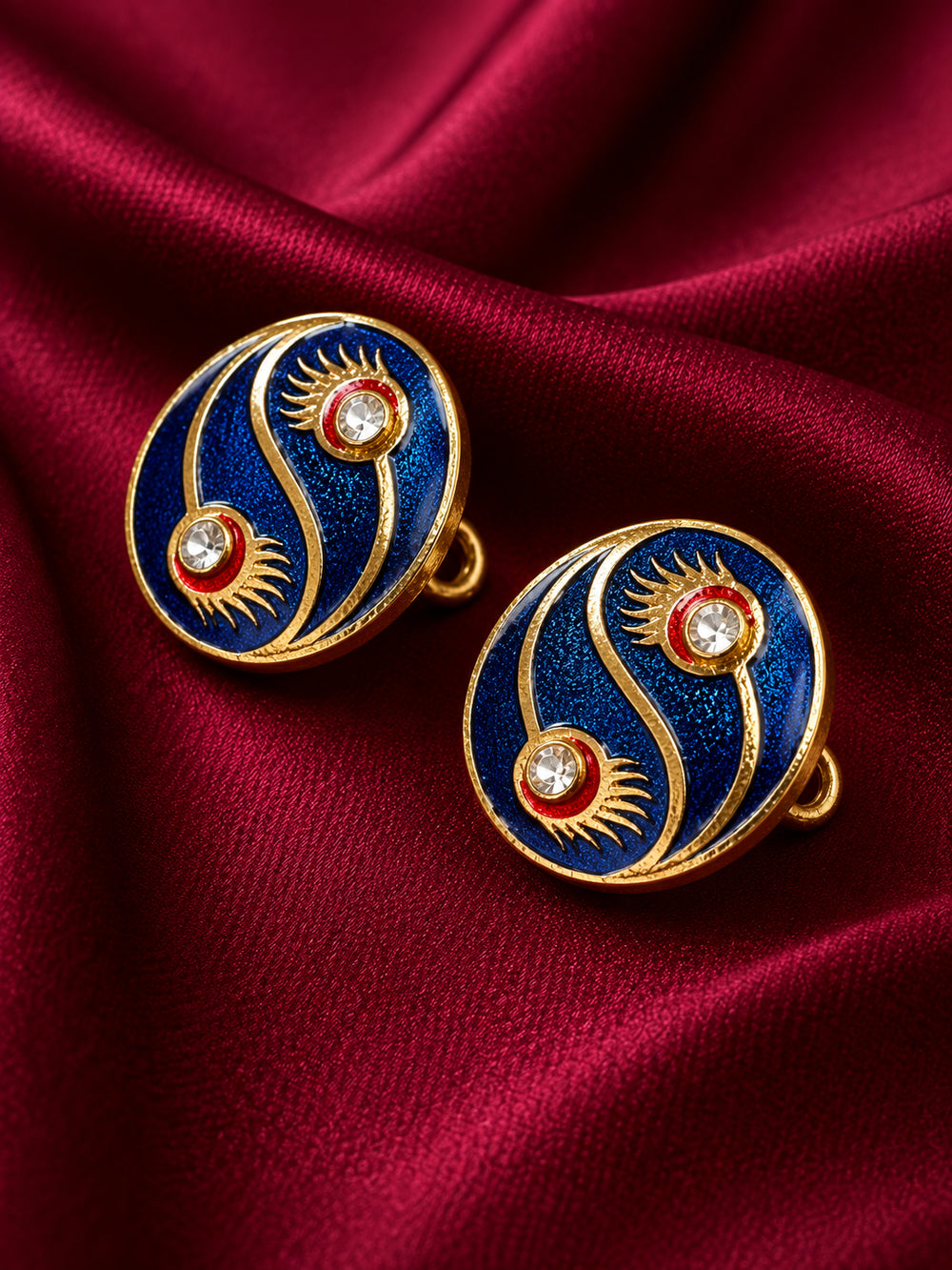 Mor Pankh Peacock Feather Cobalt Blue Buttons (Set of 13) | Gold Metal Sherwani & Blazer Buttons