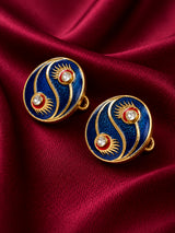 Mor Pankh Peacock Feather Cobalt Blue Buttons (Set of 13) | Gold Metal Sherwani & Blazer Buttons