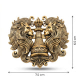 Imperial Chess King & Twin Lions Brooch | Antique Gold Royal Rook Crest Lapel Pin