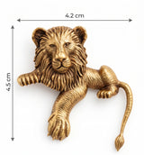 Sculpted Regal Lion antique Gold Brooch | 3D Prowling Lion Lapel Pin for Suits & Bandhgalas