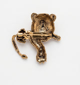 Sculpted Regal Lion antique Gold Brooch | 3D Prowling Lion Lapel Pin for Suits & Bandhgalas