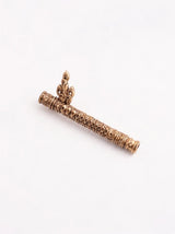 Antique Gold Krishna Bansuri Brooch with Peacock Feather | Divine Flute Lapel Pin