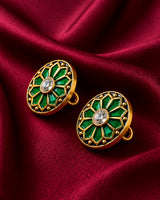 Emerald Green Starburst Enamel Buttons (Set of 13) | Gold Plated Metal Buttons for Sherwani & Suits