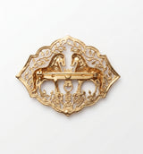 Royal Twin Ashwa Antique Gold Brooch | Handcrafted Heritage Lapel Pin for Sherwani & Sarees