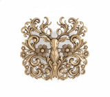 Antique Gold Forest Stag Brooch with Floral Antlers | Baroque Deer Lapel Pin