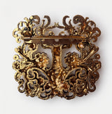 Antique Gold Forest Stag Brooch with Floral Antlers | Baroque Deer Lapel Pin