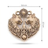 Celestial Twin Big Cats Sun & Moon Brooch | Antique Gold Mythological Medallion Pin