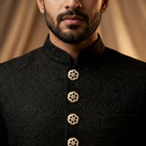 Monochrome Ivory & Black Lotus Enamel Buttons (Set of 13) | Gold Metal Lapel Buttons for Blazers & Kurtas