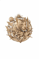 Celestial Tiger & Sunbeam Brooch | Antique Gold Royal Royal Bengal Tiger Botanical Pin
