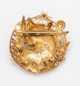 Celestial Tiger & Sunbeam Brooch | Antique Gold Royal Royal Bengal Tiger Botanical Pin
