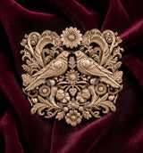 Antique Gold Twin Lovebirds Floral Brooch | Vintage Baroque Nature Pin for Sarees & Jackets