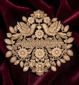 Folk Heritage Singing Doves Brooch | Antique Gold Floral Garden Mandala Pin