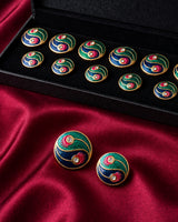Mor Pankh Peacock Feather Dual Swirl Buttons (Set of 13) | Gold Metal Sherwani & Kurta Buttons