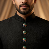 Mor Pankh Peacock Feather Dual Swirl Buttons (Set of 13) | Gold Metal Sherwani & Kurta Buttons