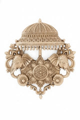 Imperial Royal Elephant Brooch with Chattri Canopy | Antique Gold Heritage Sherwani Pin