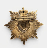 Imperial Lion Crest Antique Gold Brooch with Crown | Royal Starburst Medallion Pin