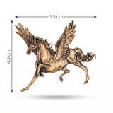 Winged Pegasus Antique Gold Brooch | Mythological Flying Stallion Lapel Pin