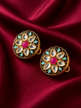 Black & Turquoise Kundan Buttons with Ruby Center (Set of 13) | Gold Metal Buttons for Sherwani