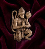 Sacred Lord Hanuman Ji Brooch with Gada | Antique Gold Veer Bajrangbali Lapel Pin