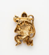 Sacred Lord Hanuman Ji Brooch with Gada | Antique Gold Veer Bajrangbali Lapel Pin
