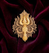 Sacred Shiva Trishul & Damru Brooch | Antique Gold Mahadev Divine Lapel Pin