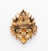 Sacred Shiva Trishul & Damru Brooch | Antique Gold Mahadev Divine Lapel Pin