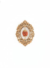 Sacred Rudraksha Bead Brooch in Antique Gold Frame | Mahadev Spiritual Lapel Pin