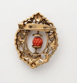 Sacred Rudraksha Bead Brooch in Antique Gold Frame | Mahadev Spiritual Lapel Pin