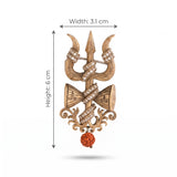 Antique Gold Shiva Trishul & Damru Brooch with Rudraksha Drop | Mahadev Lapel Pin for Men & Women