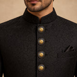 Royal Suryavanshi Sun Deity Navy Blue Buttons (Set of 13) | Antique Gold Rajputana Sherwani Buttons