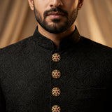 Royal Filigree Jali Gold Buttons with Ruby Center (Set of 13) | Kundan Style Buttons for Groom Sherwani & Kurtas