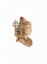 Sculpted Lord Shiva Bust Brooch with Trishul & Rudraksha | Antique Gold Adiyogi Lapel Pin