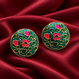 Teal Green Meenakari Garden Jaal Buttons (Set of 13) | Handcrafted Gold Metal Kurta & Sherwani Buttons