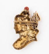 Sculpted Lord Shiva Bust Brooch with Trishul & Rudraksha | Antique Gold Adiyogi Lapel Pin