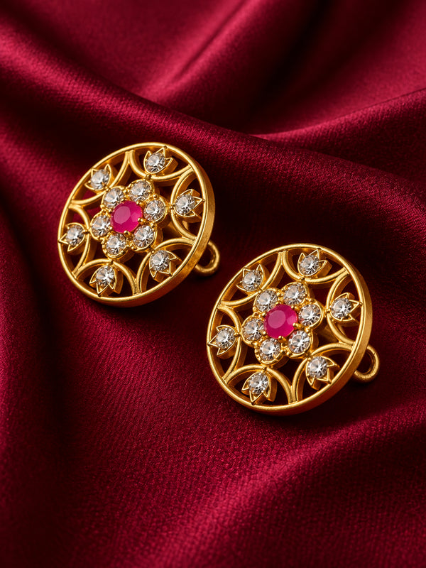 Royal Filigree Jali Gold Buttons with Ruby Center (Set of 13) | Kundan Style Buttons for Groom Sherwani & Kurtas
