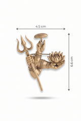 Divine Hands of Shiva & Parvati Brooch | Antique Gold Trishul, Damru & Kamal Mudra Pin