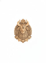 Sacred Nandi Bull Antique Gold Brooch | Handcrafted Heritage Temple Lapel Pin for Sherwani & Sarees