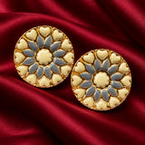Ivory Cream & Slate Grey Heart Rosette Buttons (Set of 13) | Gold Metal Sherwani & Kurta Buttons