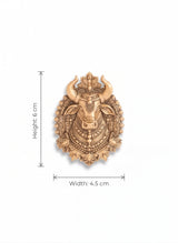 Sacred Nandi Bull Antique Gold Brooch | Handcrafted Heritage Temple Lapel Pin for Sherwani & Sarees