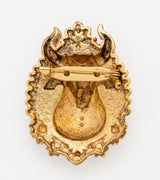 Sacred Nandi Bull Antique Gold Brooch | Handcrafted Heritage Temple Lapel Pin for Sherwani & Sarees
