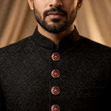 Traditional Meenakari Floral Buttons in Red & Navy Blue (Set of 13) | Antique Gold Metal Buttons for Sherwani