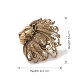 Sculpted Regal Lion Profile Brooch | Antique Gold Royal Mane Lapel Pin for Men
