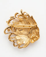 Sculpted Regal Lion Profile Brooch | Antique Gold Royal Mane Lapel Pin for Men