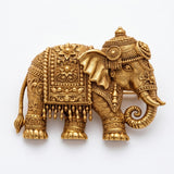 Ceremonial Royal Elephant Antique Gold Brooch | Handcrafted Ambabari Elephant Lapel Pin
