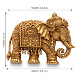 Ceremonial Royal Elephant Antique Gold Brooch | Handcrafted Ambabari Elephant Lapel Pin