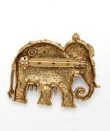 Ceremonial Royal Elephant Antique Gold Brooch | Handcrafted Ambabari Elephant Lapel Pin
