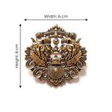 Twin Lions Shield Antique Gold Brooch | Royal Crest Lapel Pin for Men & Women